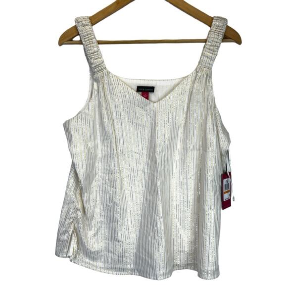 Vince Camuto Tops - Vince Camuto Ivory Metallic Stripe Tank Top